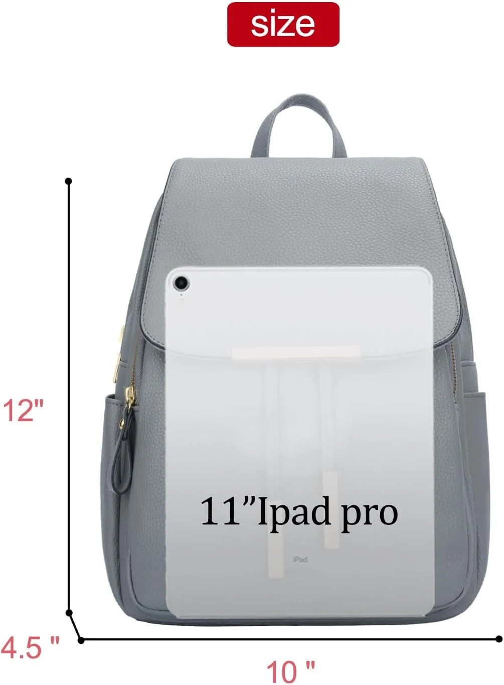 KKXIU Trendy Leather Backpack Purse for Women and Ladies Shoulder Travel Daypacks Bags (A-Grey)
