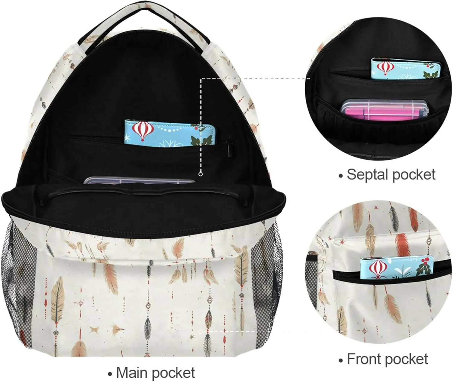 KLL Day Backpack for Unisex Adult Fashion Laptop Bag with Chest Strap for Business Work College Travel Trip Western Cowboy Dream Catcher Star Tribal Vast Wilderness Sparkling