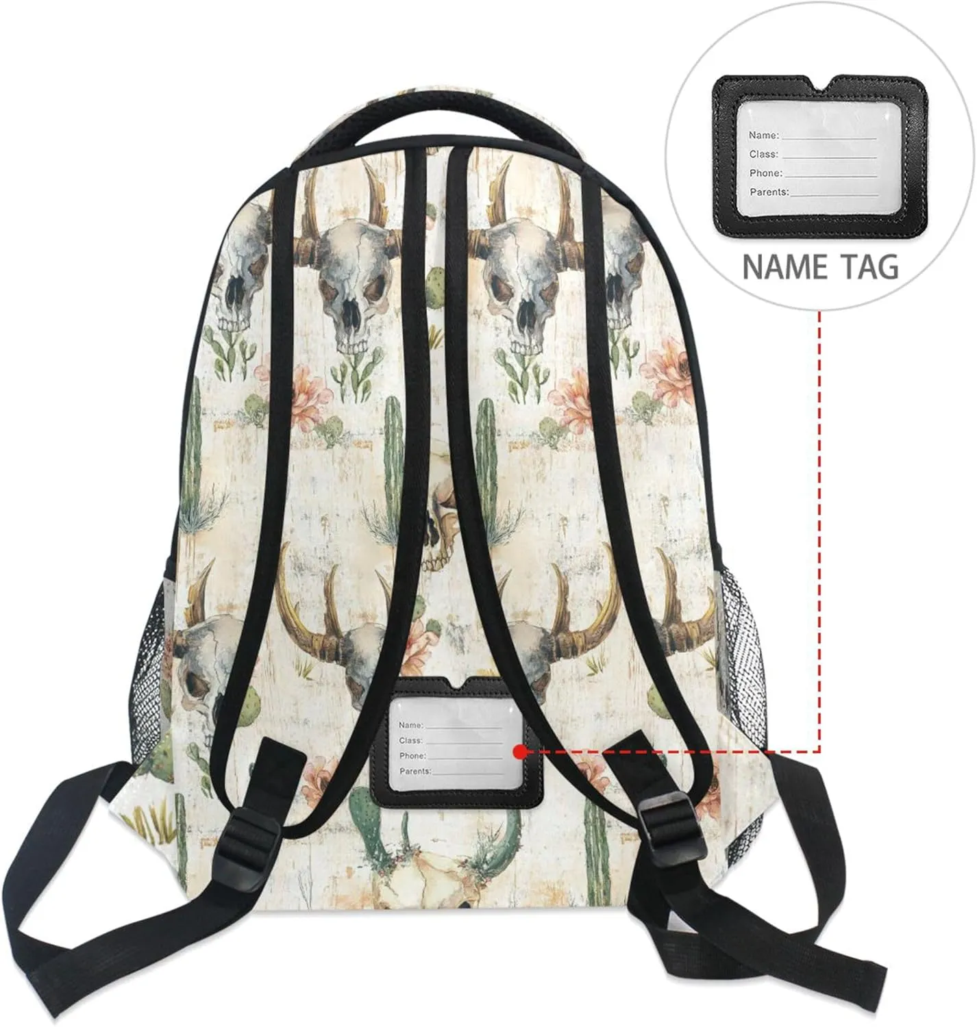 KLL Laptop Backpack for Teacher Nurse Waterproof Business Work Bag with Chest Strap for Business Work College Travel Trip Western Cowboy Boho Cactus Skull Vast Wilderness