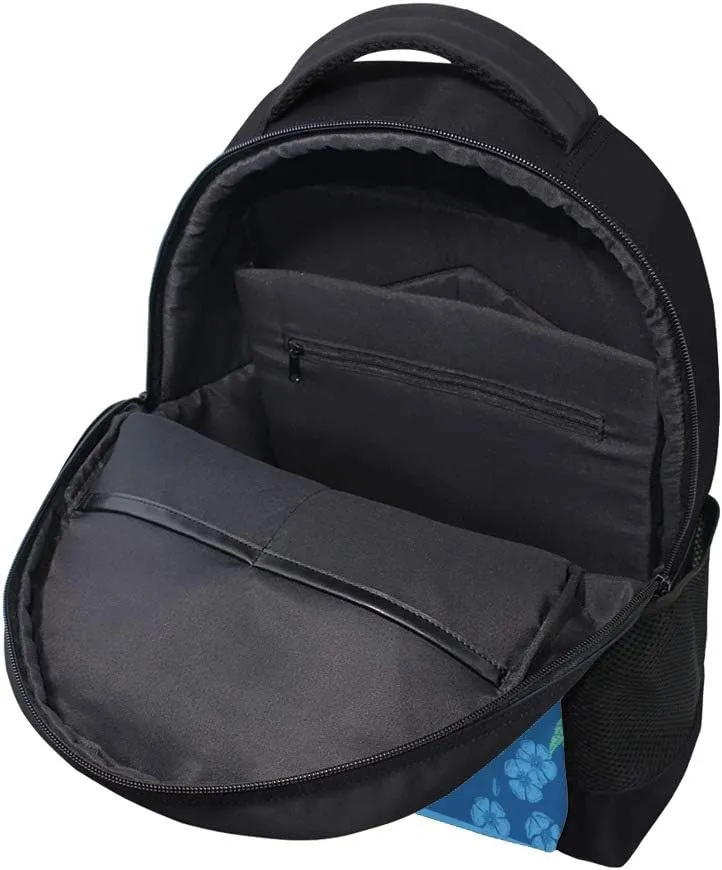 Kuizee Classic Backpack Schoolbag Adjustable Padded Shoulder Straps Daypack ﻿Toucans Birds Beautiful Flowers Peonies Vintage Blue Casual Bags Durable College Daily 16Inch