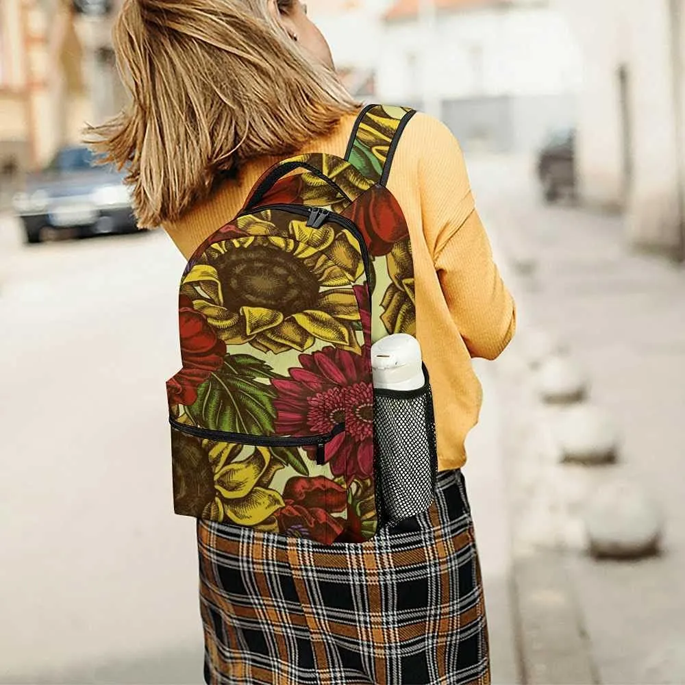 Kuizee Travel Laptop Backpack Business Daypack Work Bookbag Colorful Hand Drawn Flowers Durable iPad Tablet School College Book Bags Casual Bags for Men and Women