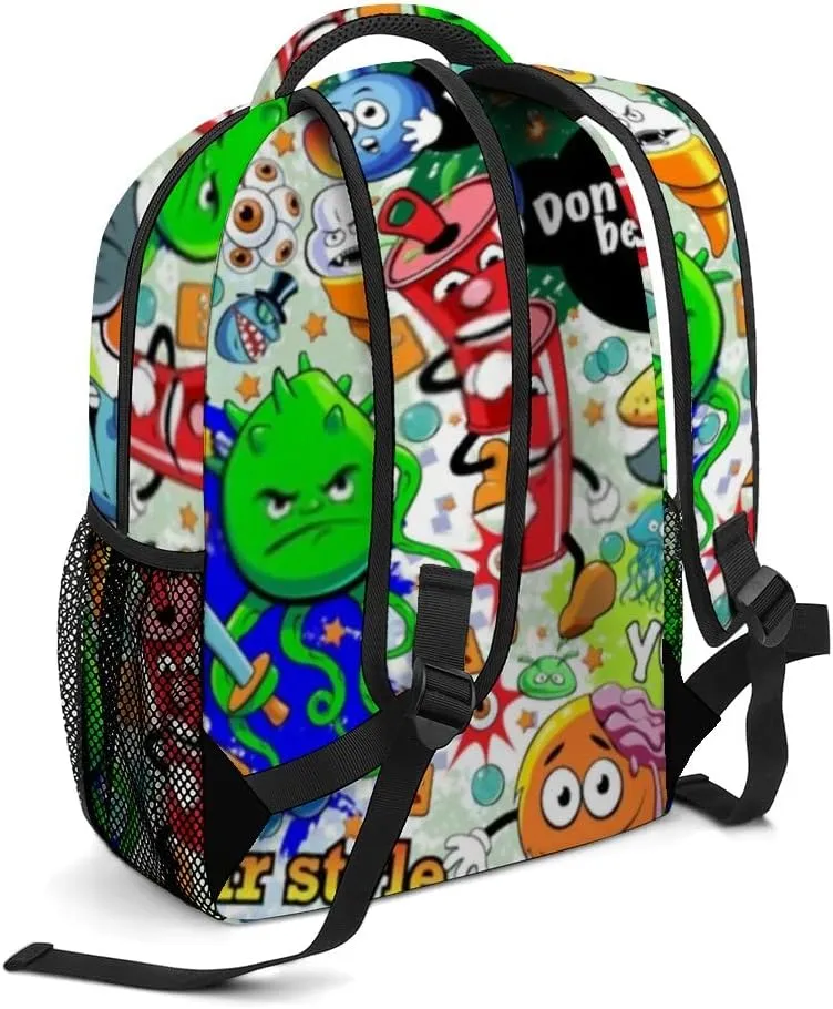 Kuizee Travel Laptop Backpack Business Daypack Work Bookbag Graffiti Texture Bizarre Elements Durable iPad Tablet School College Book Bags Casual Bags for Men and Women