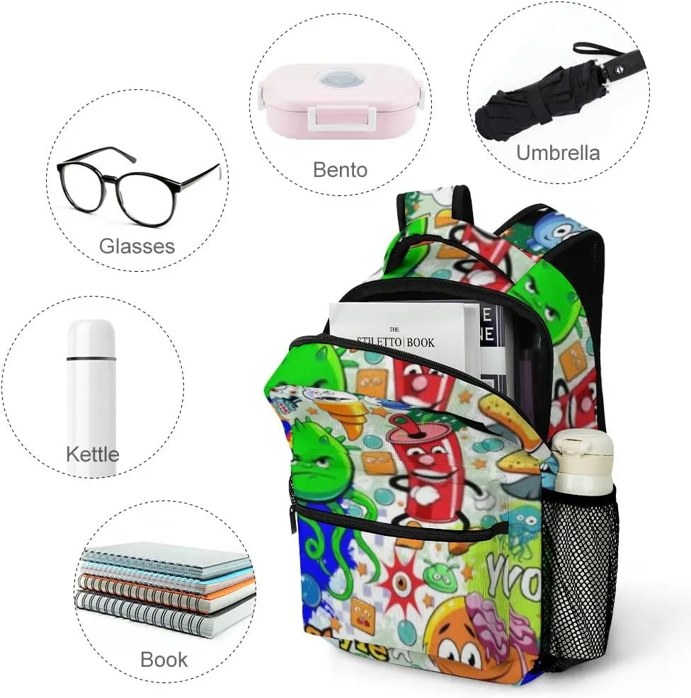 Kuizee Travel Laptop Backpack Business Daypack Work Bookbag Graffiti Texture Bizarre Elements Durable iPad Tablet School College Book Bags Casual Bags for Men and Women