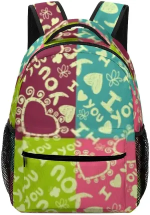 Kuizee Travel Laptop Backpack Business Daypack Work Bookbag I Love You Cute Hearts Butterflies Durable iPad Tablet School College Book Bags Casual Bags for Men and Women