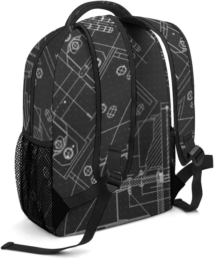Kuizee Travel Laptop Backpack Business Daypack Work Bookbag Mechanical Engineering Drawings Black Durable iPad Tablet School College Book Bags Casual Bags for Men and Women