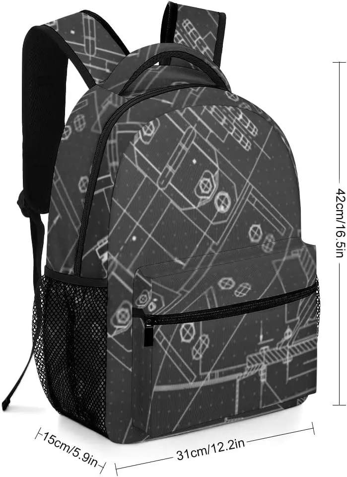 Kuizee Travel Laptop Backpack Business Daypack Work Bookbag Mechanical Engineering Drawings Black Durable iPad Tablet School College Book Bags Casual Bags for Men and Women