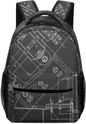 Kuizee Travel Laptop Backpack Business Daypack Work Bookbag Mechanical Engineering Drawings Black Durable iPad Tablet School College Book Bags Casual Bags for Men and Women