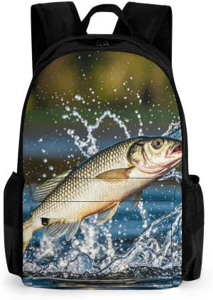 Laptop Backpack for Men Women Big Mouth Bass Bites Bait Backpack Casual Bag Travel Backpack Simple Bag for Hiking