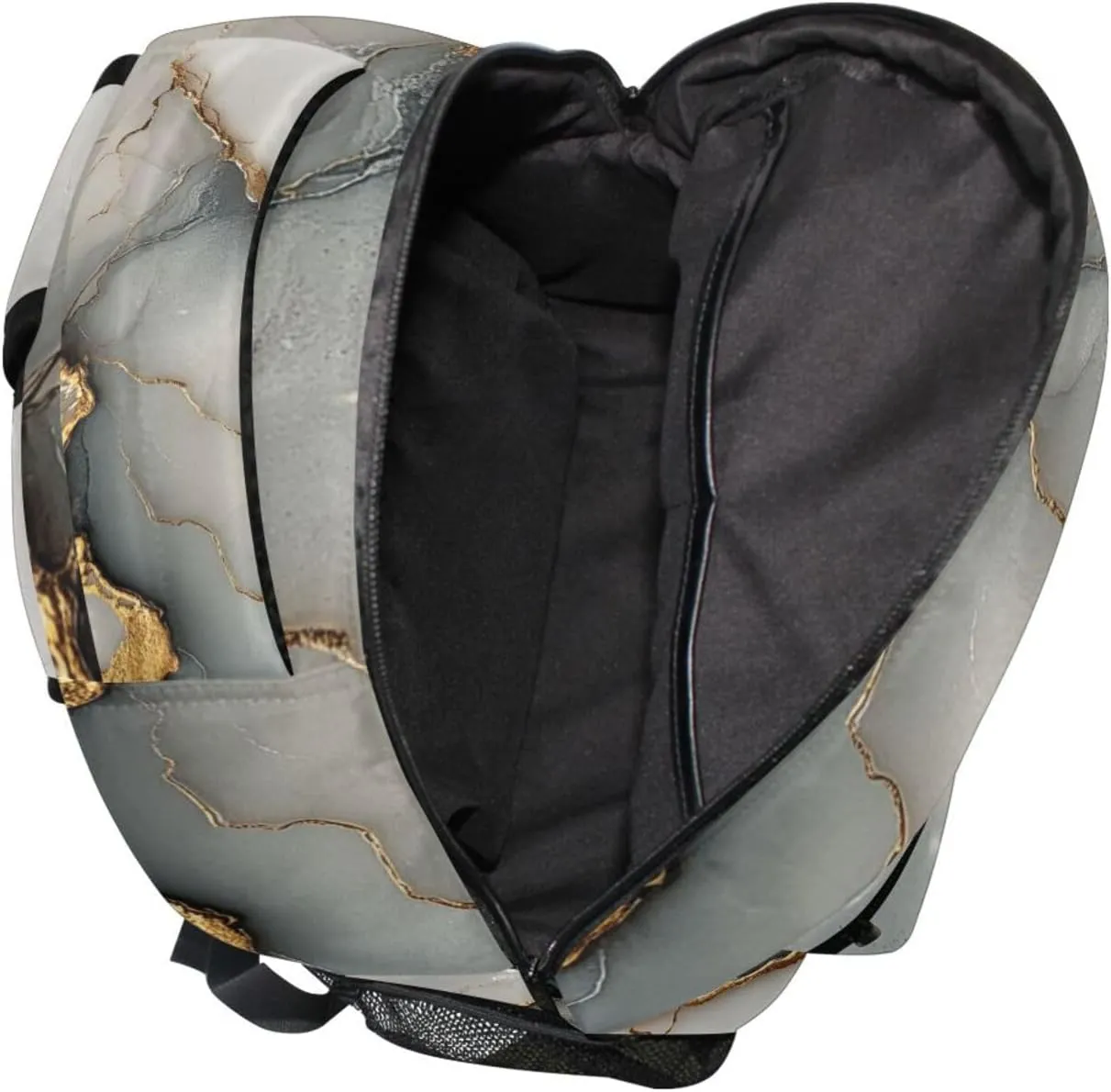 Laptop Backpack for Men Women Waterproof College School Computer Bag with Chest Strap for Travel Trip Marble White White