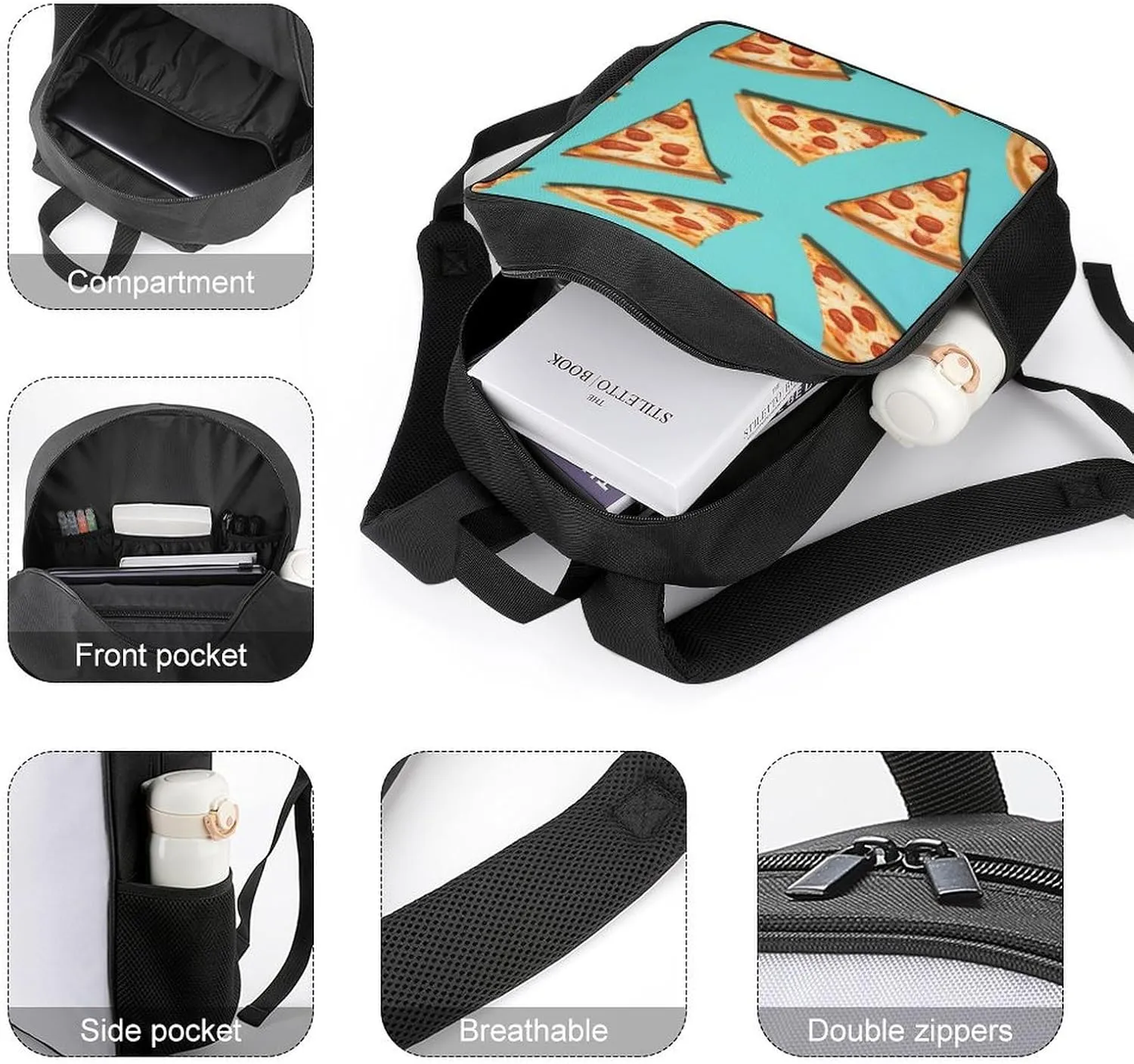 Laptop Backpack for Travel Daypack Green Pizza Slices Computer Bag Work Back Pack Laptop Bag Casual Nurse Bag, XB0604042