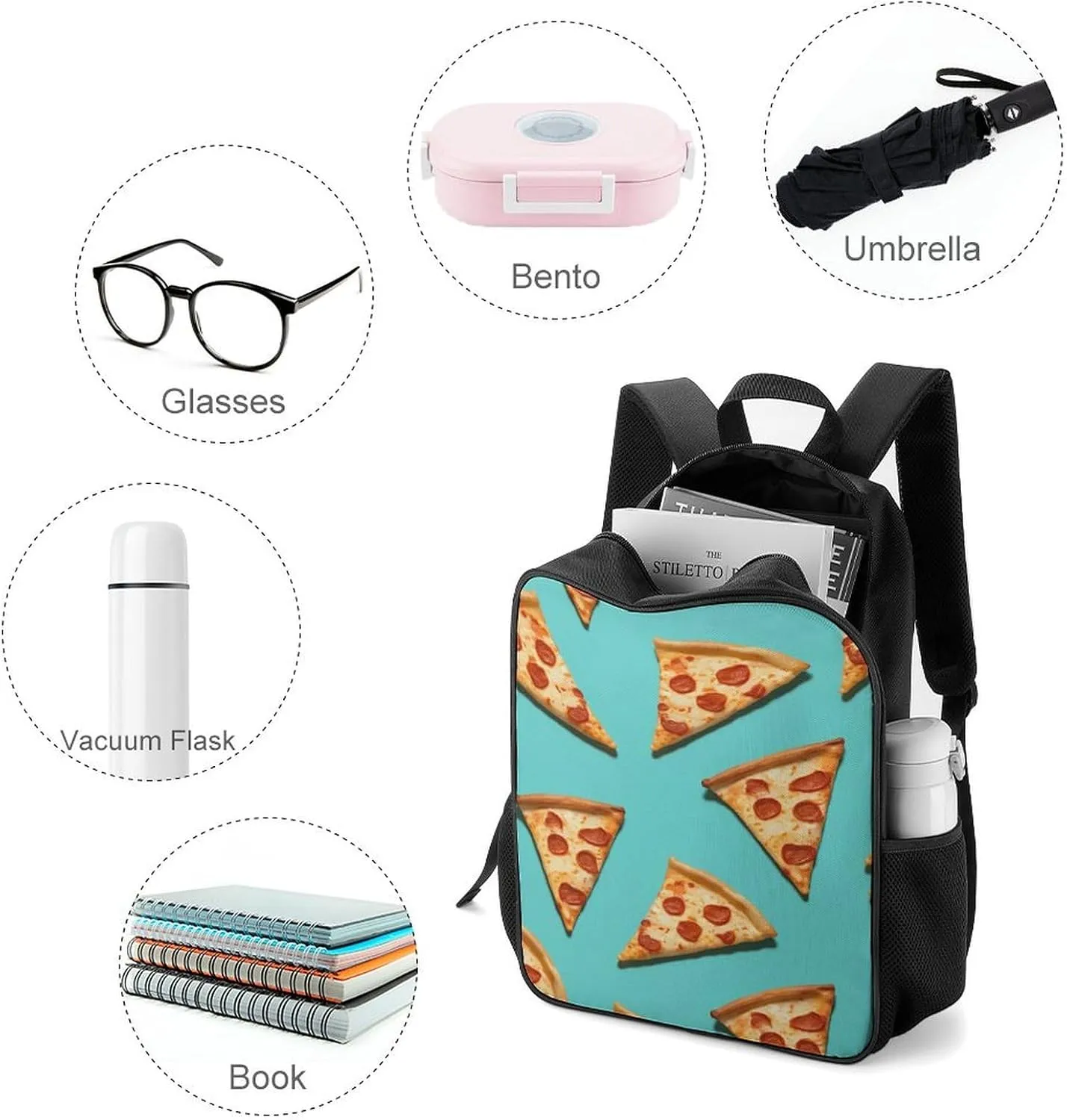 Laptop Backpack for Travel Daypack Green Pizza Slices Computer Bag Work Back Pack Laptop Bag Casual Nurse Bag, XB0604042