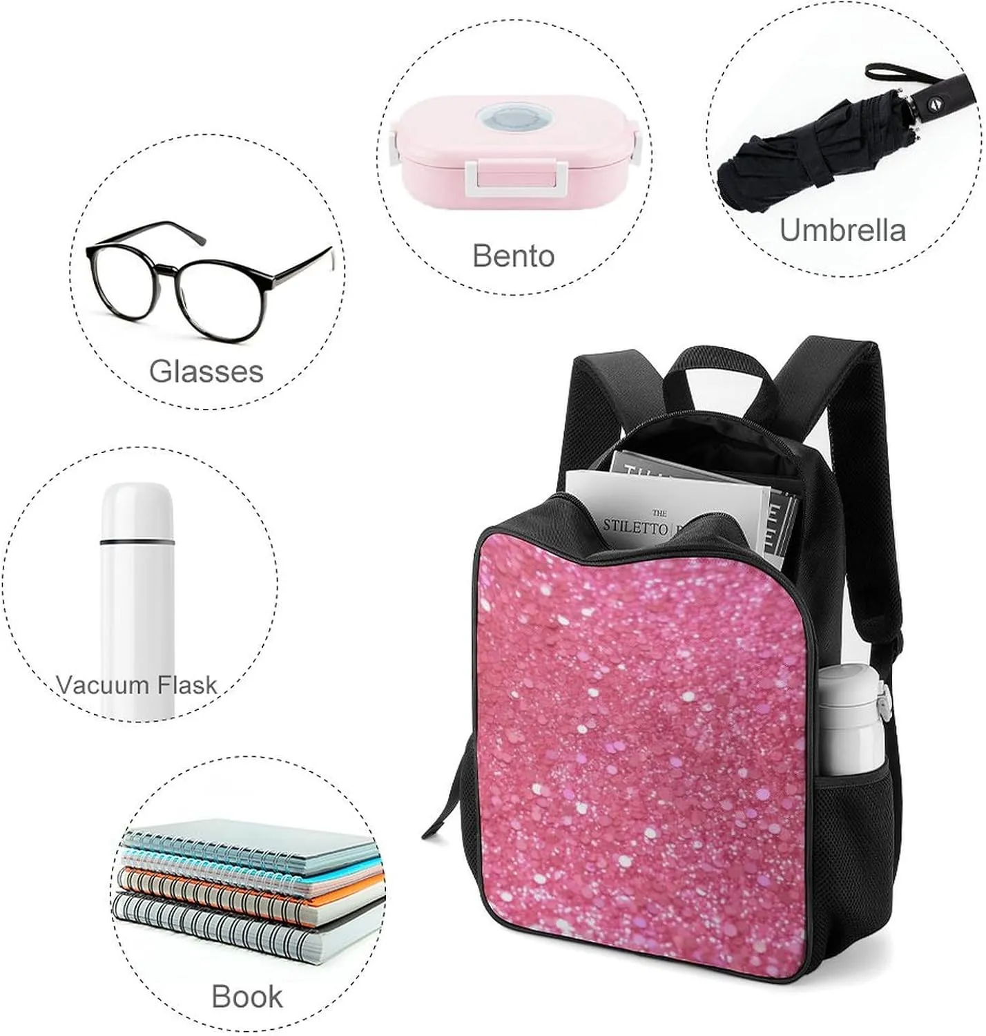 Laptop Backpack for Travel Daypack Sparkling Glitter Computer Bag Work Back Pack Laptop Bag Casual Nurse Bag