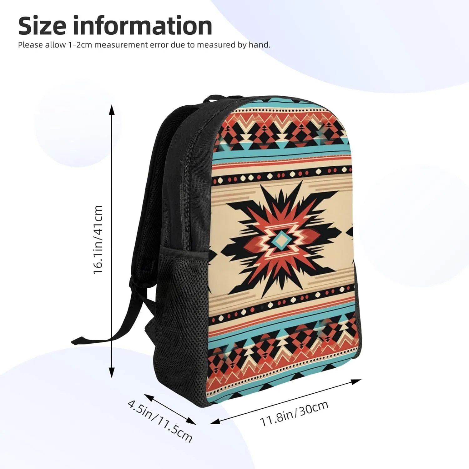 Laptop Backpack for Women Men Carry-on Backpack Native American Patterns Daypack Lightweight Travel Shoulder Bags