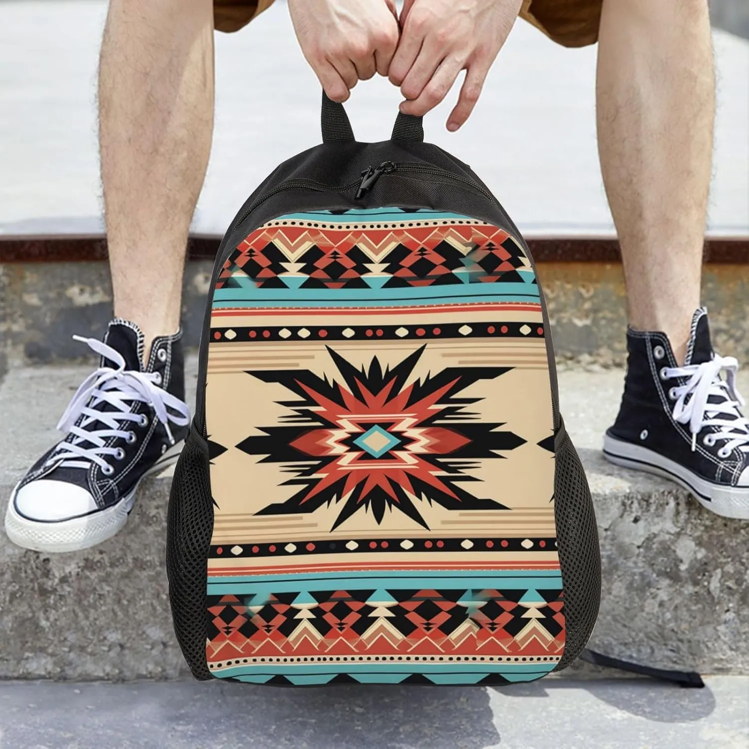 Laptop Backpack for Women Men Carry-on Backpack Native American Patterns Daypack Lightweight Travel Shoulder Bags