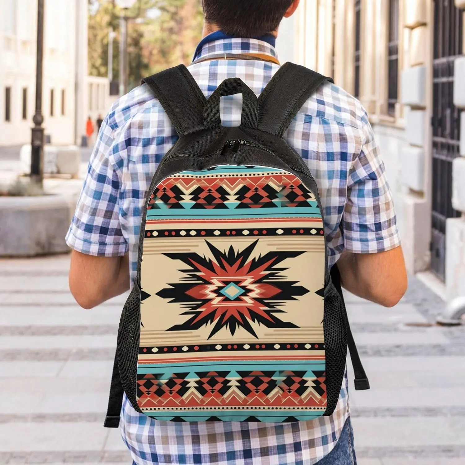 Laptop Backpack for Women Men Carry-on Backpack Native American Patterns Daypack Lightweight Travel Shoulder Bags