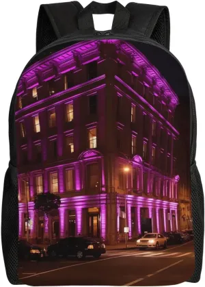 Laptop Backpack for Women Men Carry-on Backpack Street Lighting Daypack Lightweight Travel Shoulder Bags