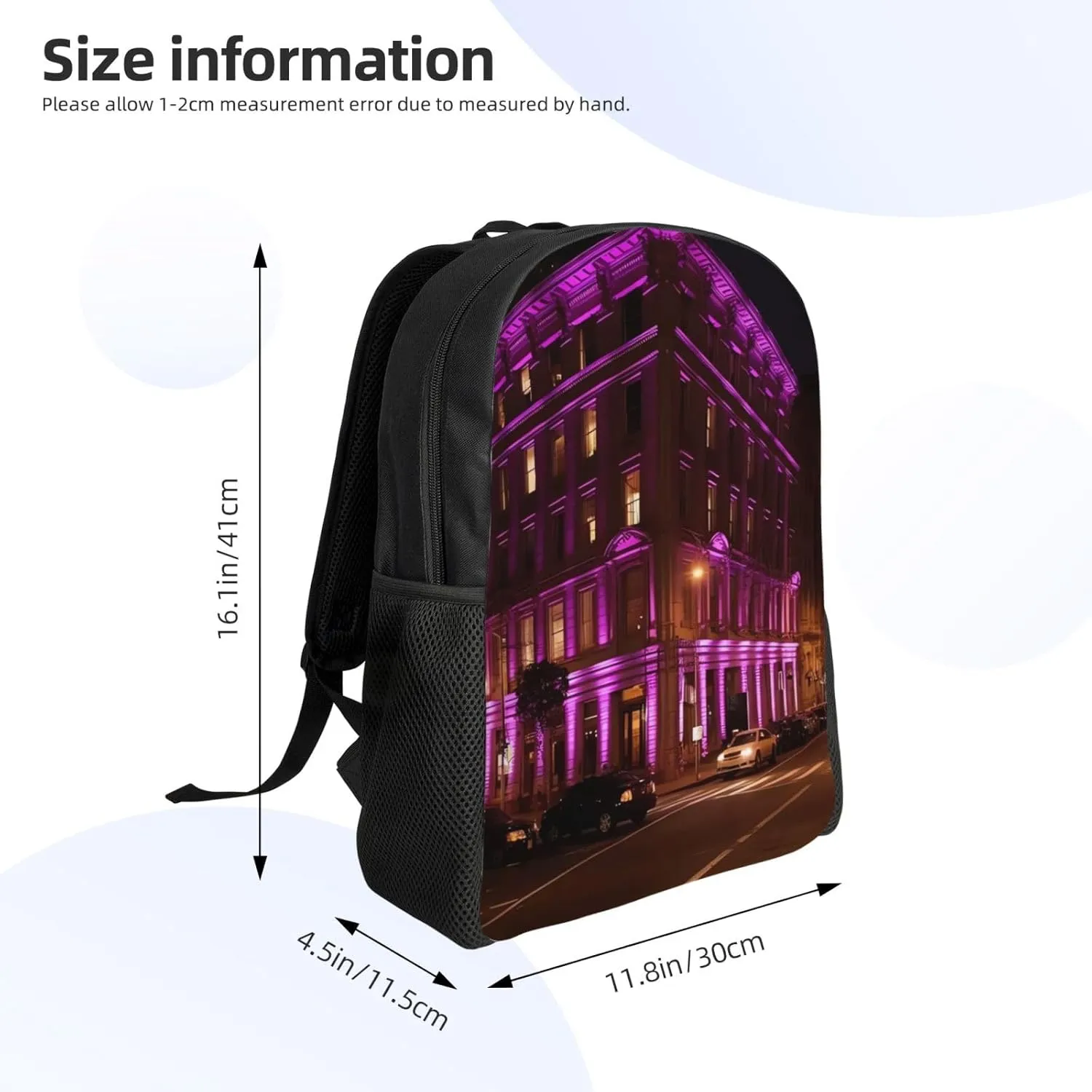 Laptop Backpack for Women Men Carry-on Backpack Street Lighting Daypack Lightweight Travel Shoulder Bags