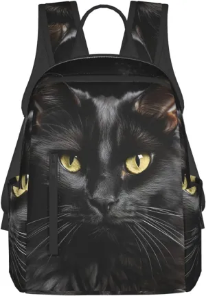 Laptop Backpack Lightweight Hiking Backpack A black cat on a black background Weekender Bag Travel Daypack for Women Men