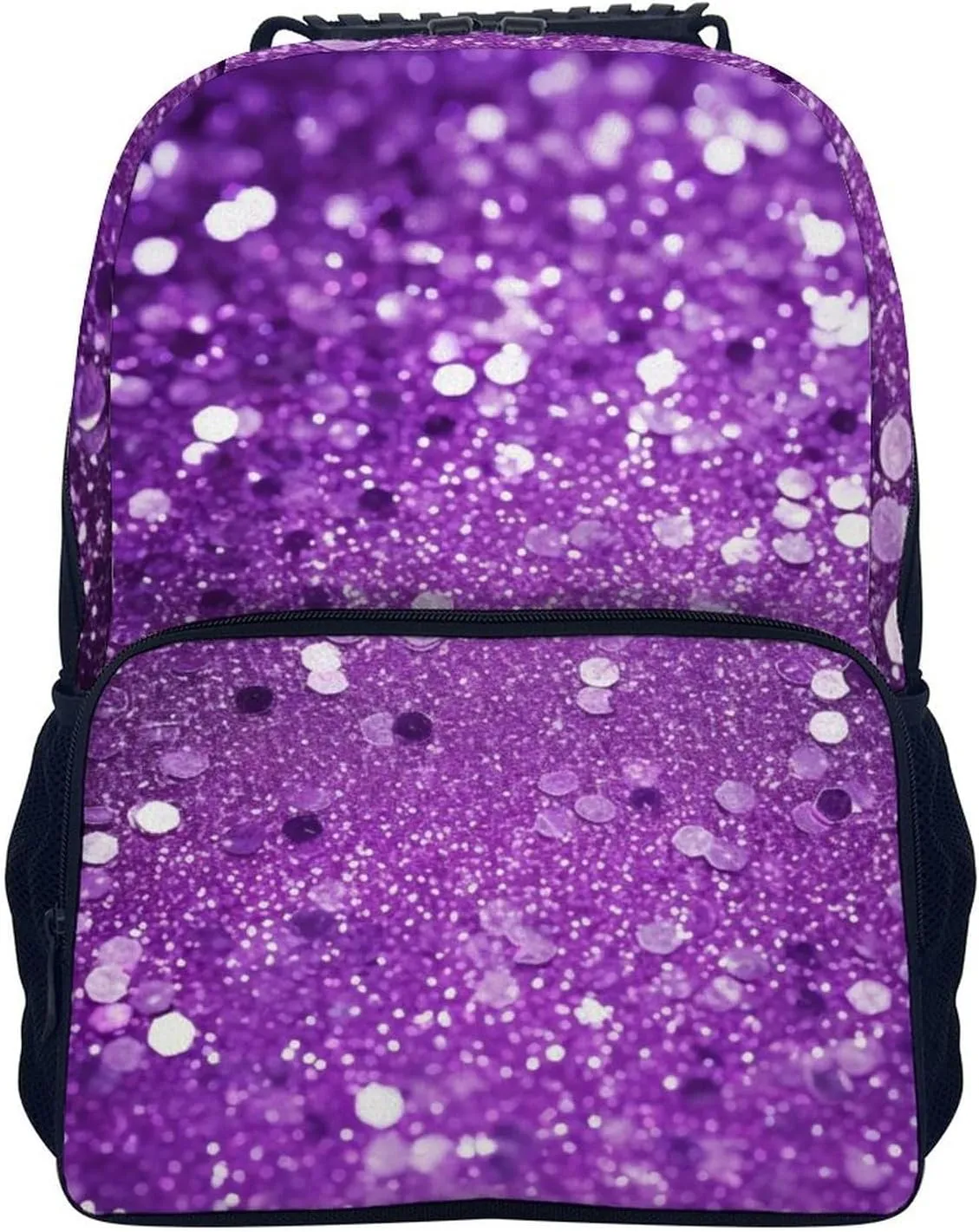 Laptop Backpack Sparkling Purple Glitter Daypack Computer Bag Travel Laptop Bag Casual Nurse Bag for Women Men