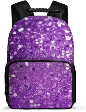 Laptop Backpack Sparkling Purple Glitter Daypack Computer Bag Travel Laptop Bag Casual Nurse Bag for Women Men
