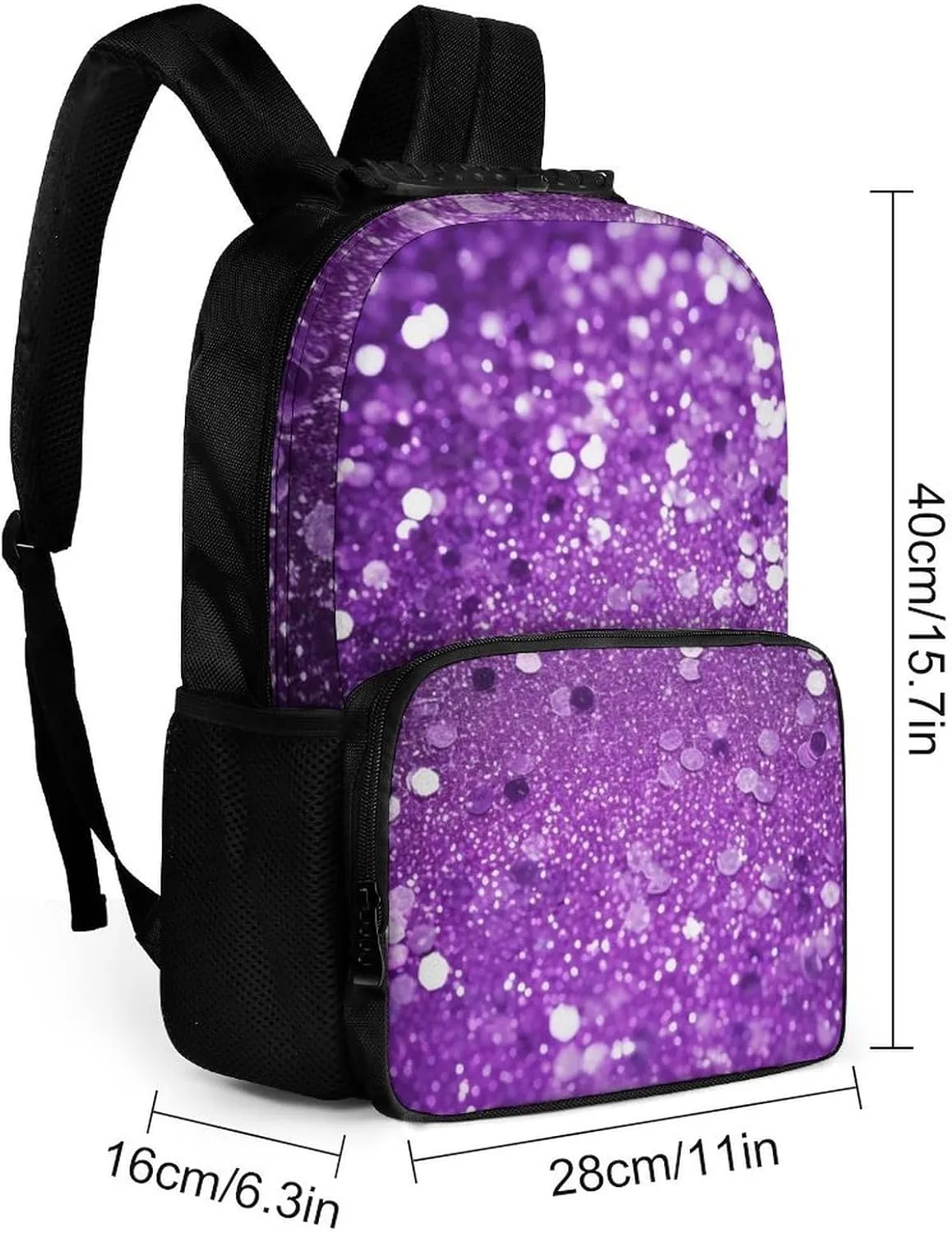 Laptop Backpack Sparkling Purple Glitter Daypack Computer Bag Travel Laptop Bag Casual Nurse Bag for Women Men