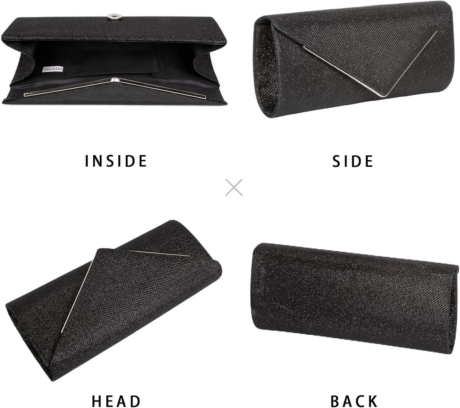 Larcenciel Clutch Purses for Women, Sparkling Envelope Evening Bag with Detachable Chain