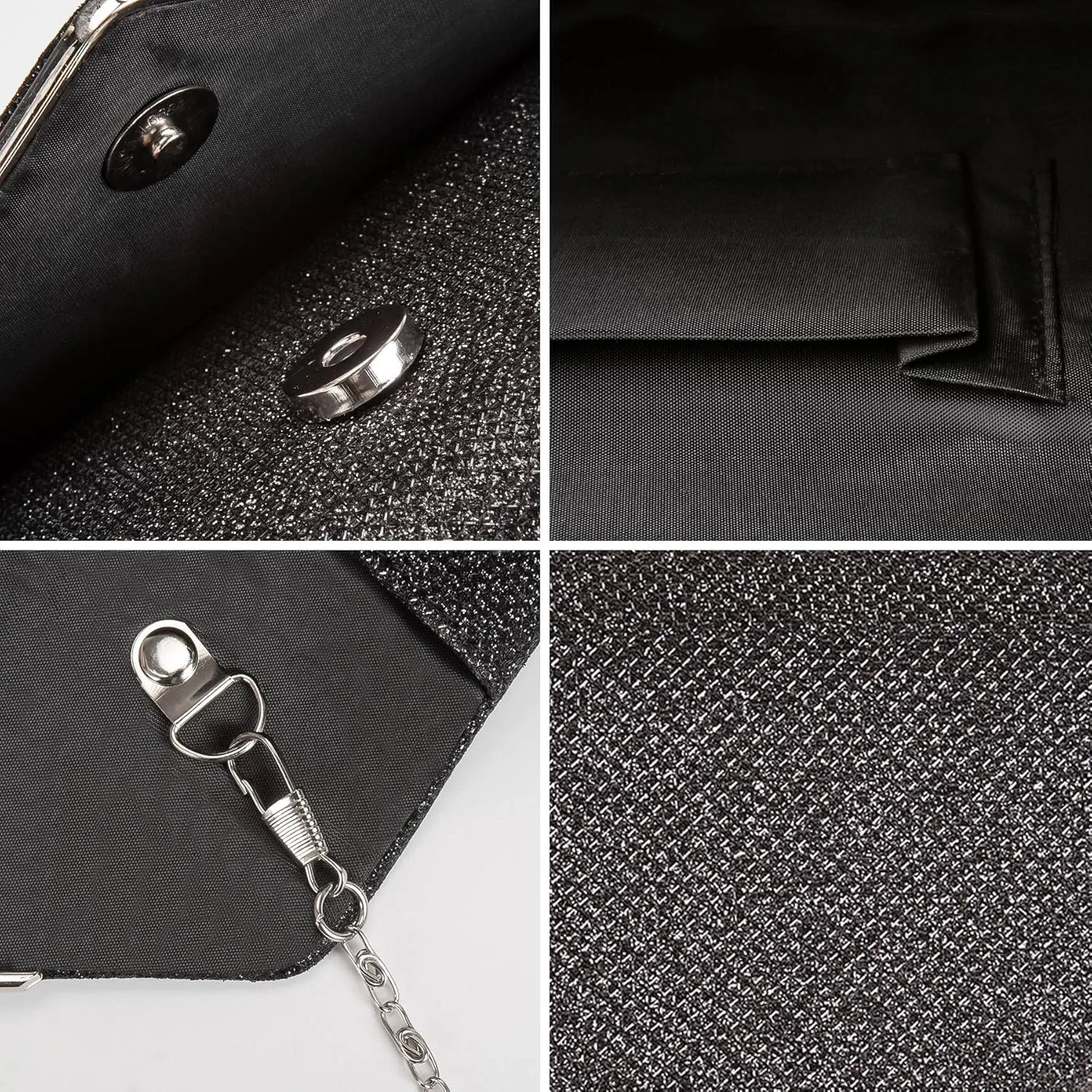 Larcenciel Clutch Purses for Women, Sparkling Envelope Evening Bag with Detachable Chain