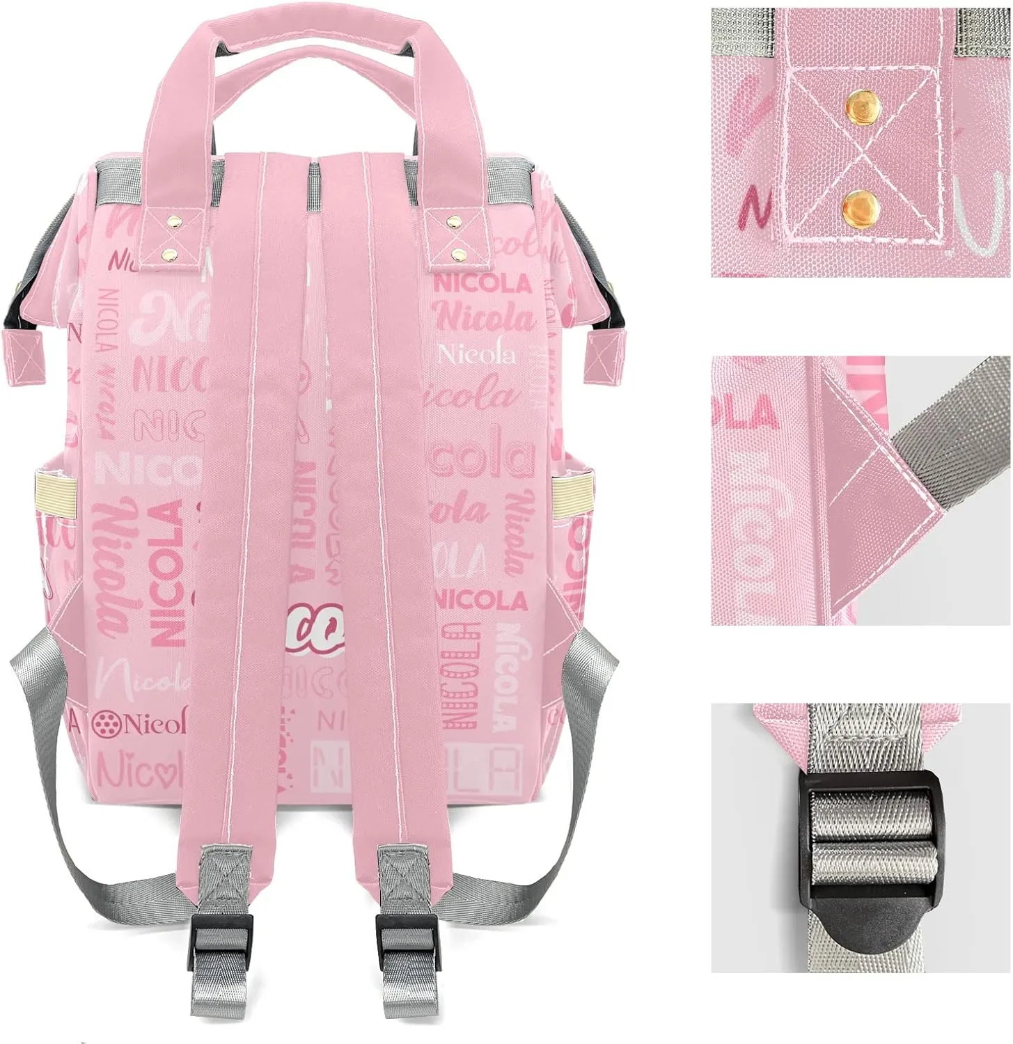 Large Capacity Custom Diaper Bag with Name, Multifunction Personalized Diaper Bag Backpack for Baby Girl Boy, Fashion Shoulder Bag Waterproof Casual Daypack Travel Backpack for Mom