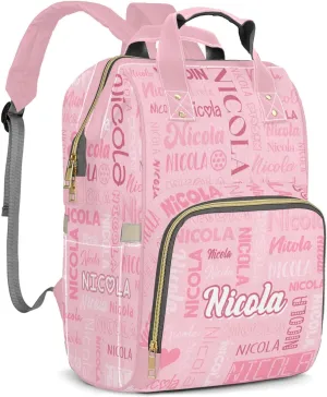 Large Capacity Custom Diaper Bag with Name, Multifunction Personalized Diaper Bag Backpack for Baby Girl Boy, Fashion Shoulder Bag Waterproof Casual Daypack Travel Backpack for Mom