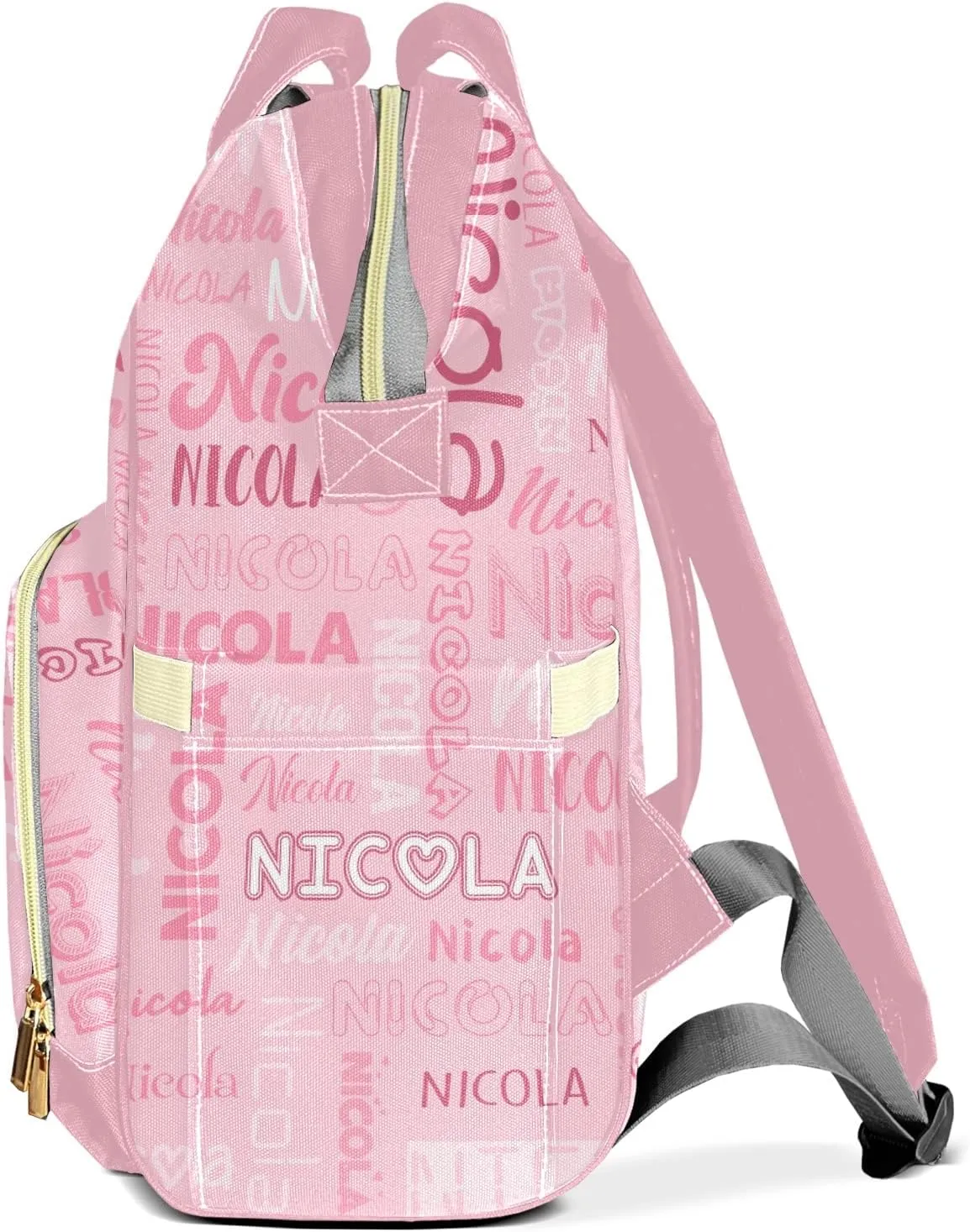 Large Capacity Custom Diaper Bag with Name, Multifunction Personalized Diaper Bag Backpack for Baby Girl Boy, Fashion Shoulder Bag Waterproof Casual Daypack Travel Backpack for Mom