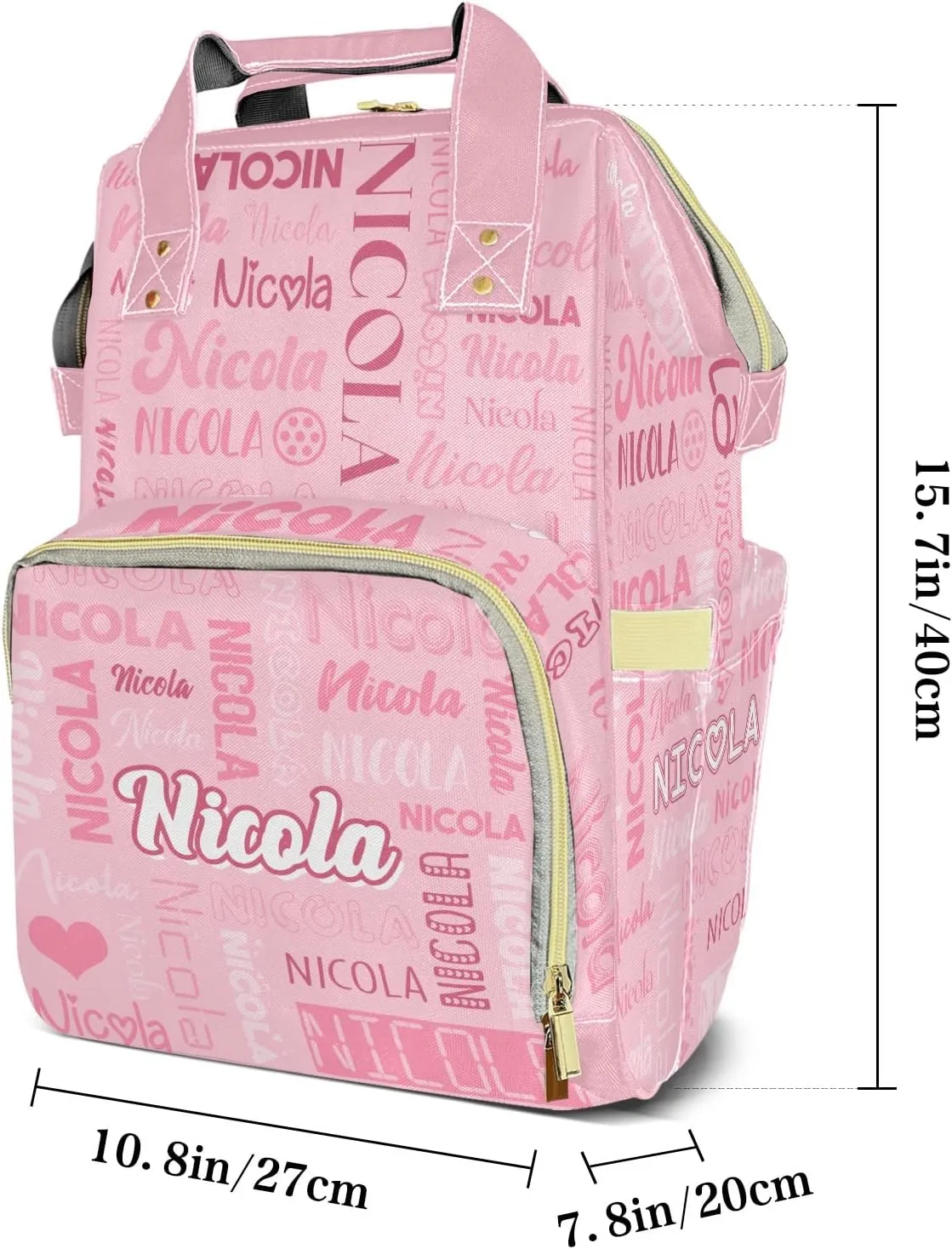 Large Capacity Custom Diaper Bag with Name, Multifunction Personalized Diaper Bag Backpack for Baby Girl Boy, Fashion Shoulder Bag Waterproof Casual Daypack Travel Backpack for Mom