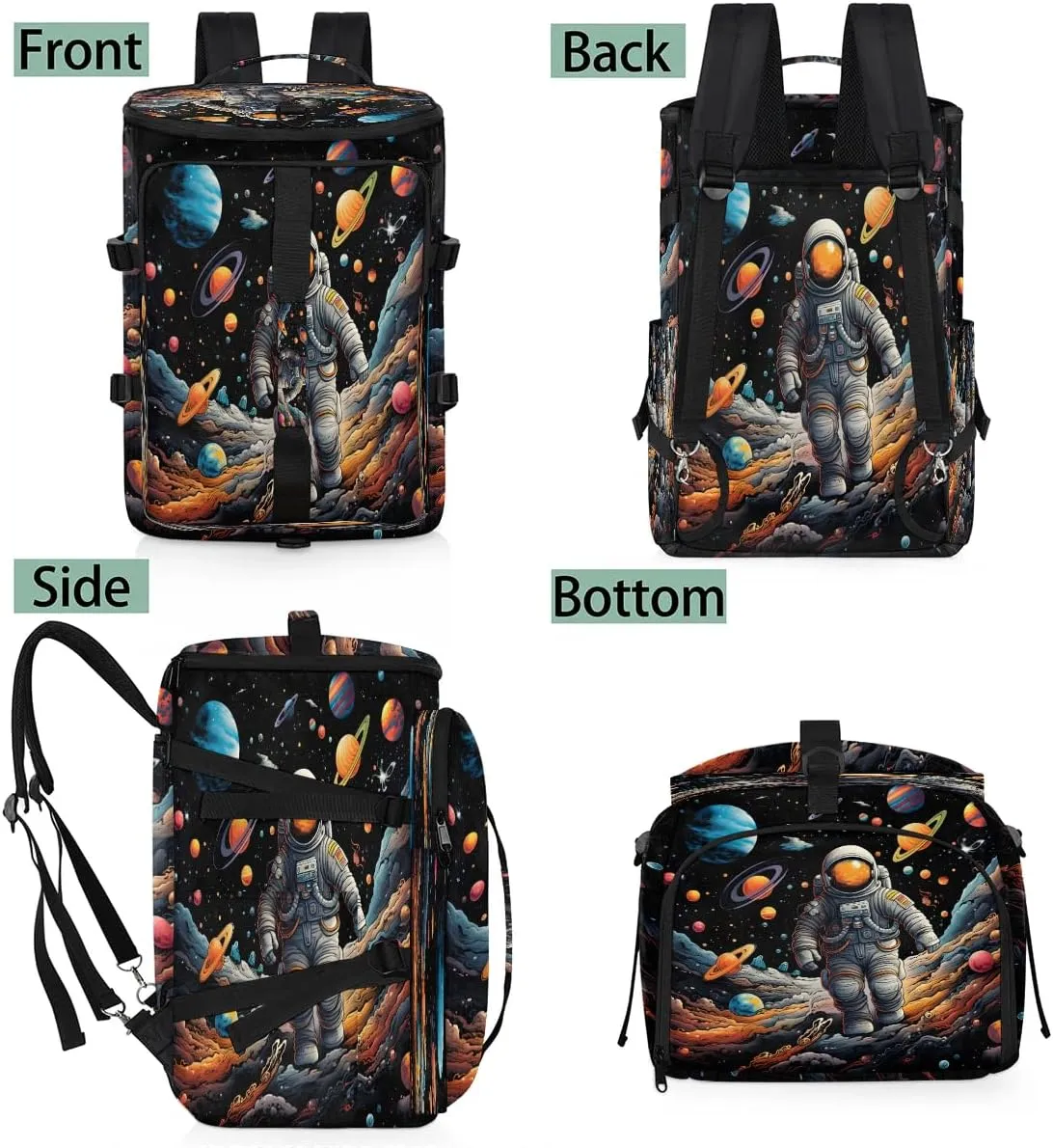 Large Carry on Backpack for Women Men Multi-function Gym Duffle Bag Astronaut Planets Backpack Polyester Waterproof Duffel Bags
