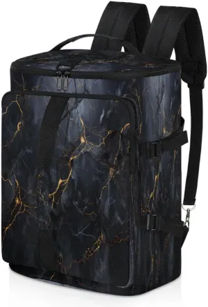 Large Carry on Backpack for Women Men Multi-function Gym Duffle Bag Black Marble Style Backpack Polyester Waterproof Duffel Bags