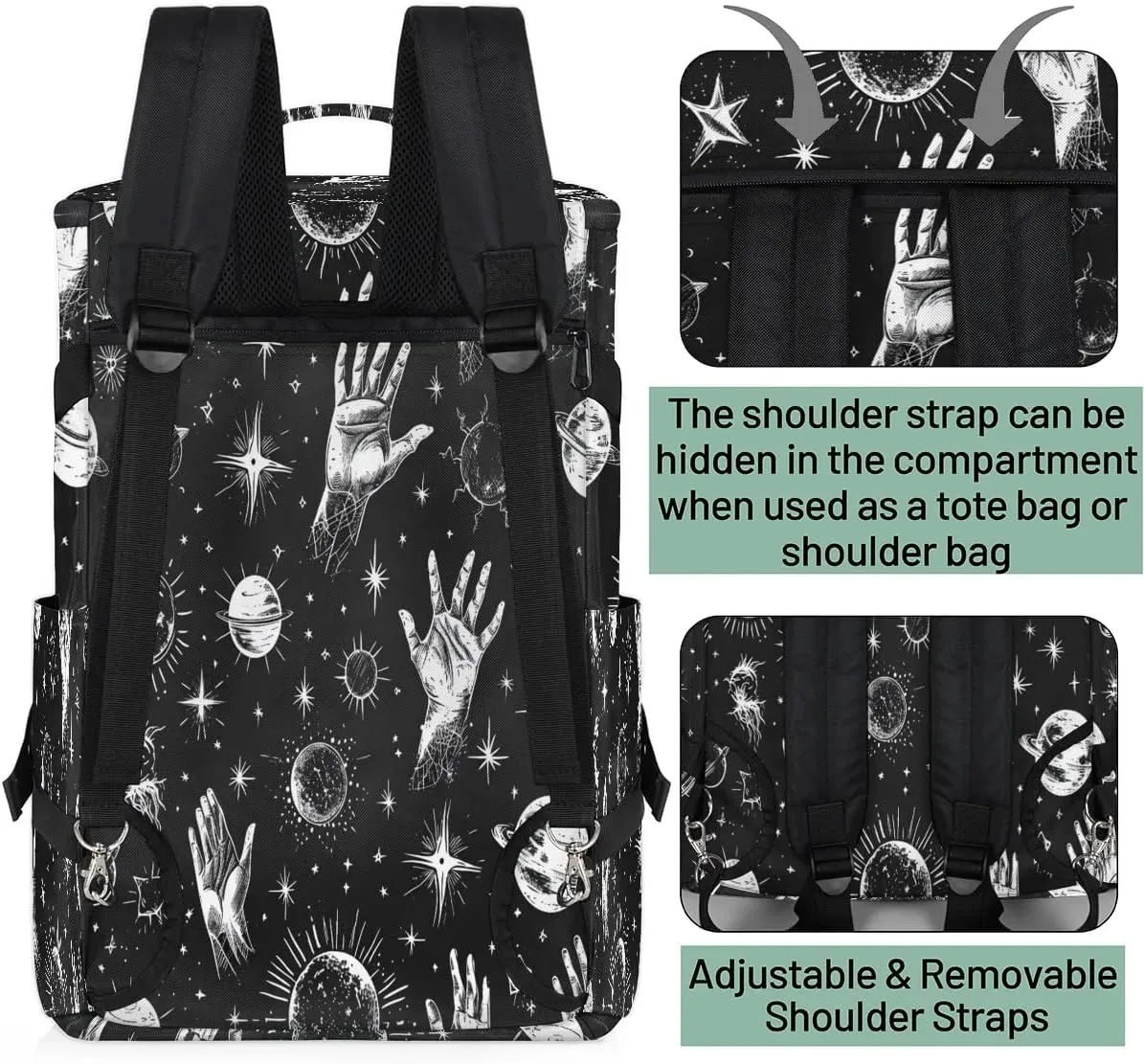 Large Carry on Backpack for Women Men Multi-function Gym Duffle Bag Planet Star Backpack Polyester Waterproof Duffel Bags
