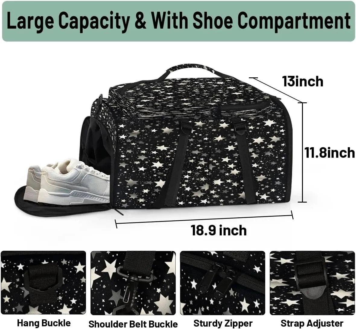 Large Carry on Backpack for Women Men Multi-function Gym Duffle Bag Star Backpack Polyester Waterproof Duffel Bags