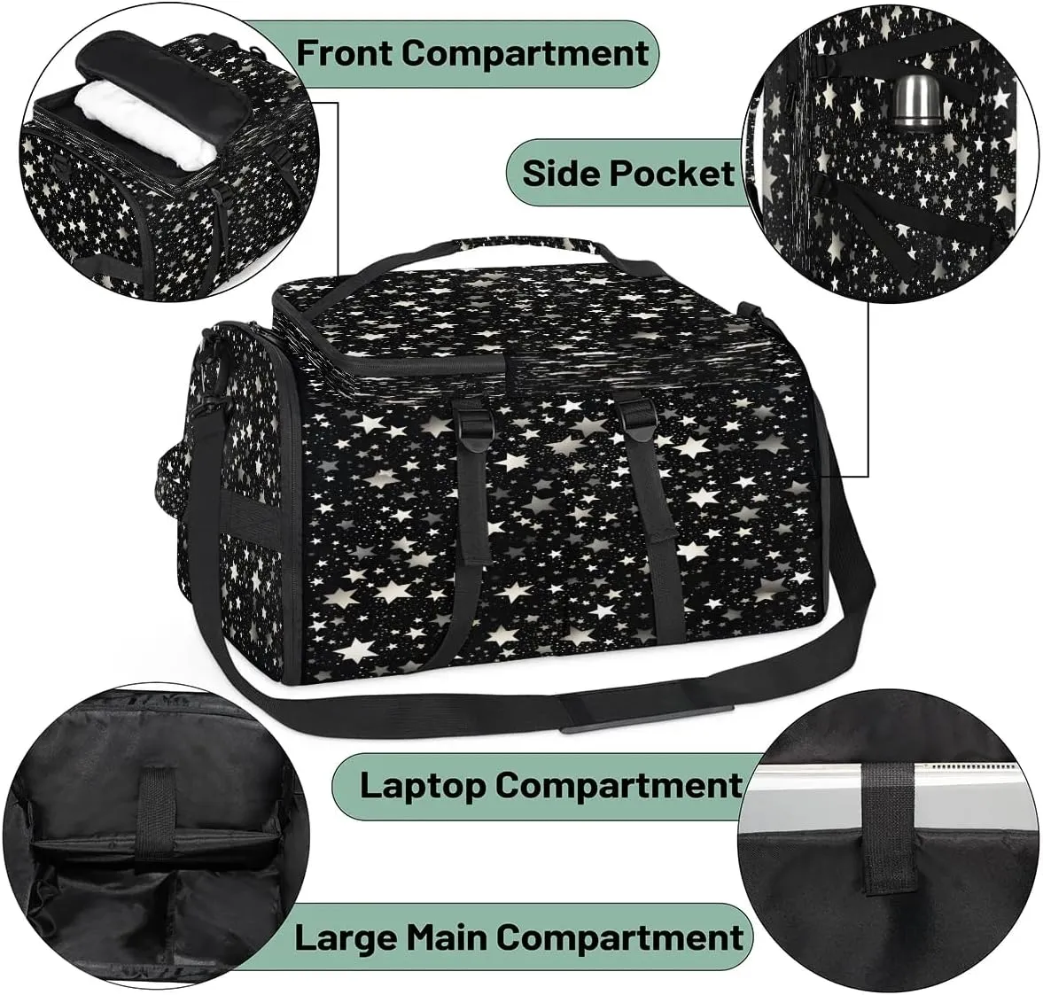 Large Carry on Backpack for Women Men Multi-function Gym Duffle Bag Star Backpack Polyester Waterproof Duffel Bags