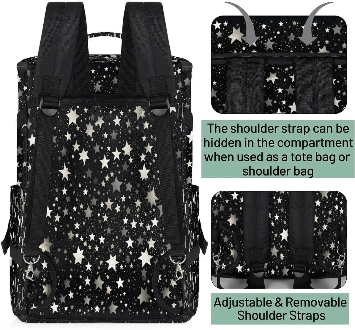 Large Carry on Backpack for Women Men Multi-function Gym Duffle Bag Star Backpack Polyester Waterproof Duffel Bags