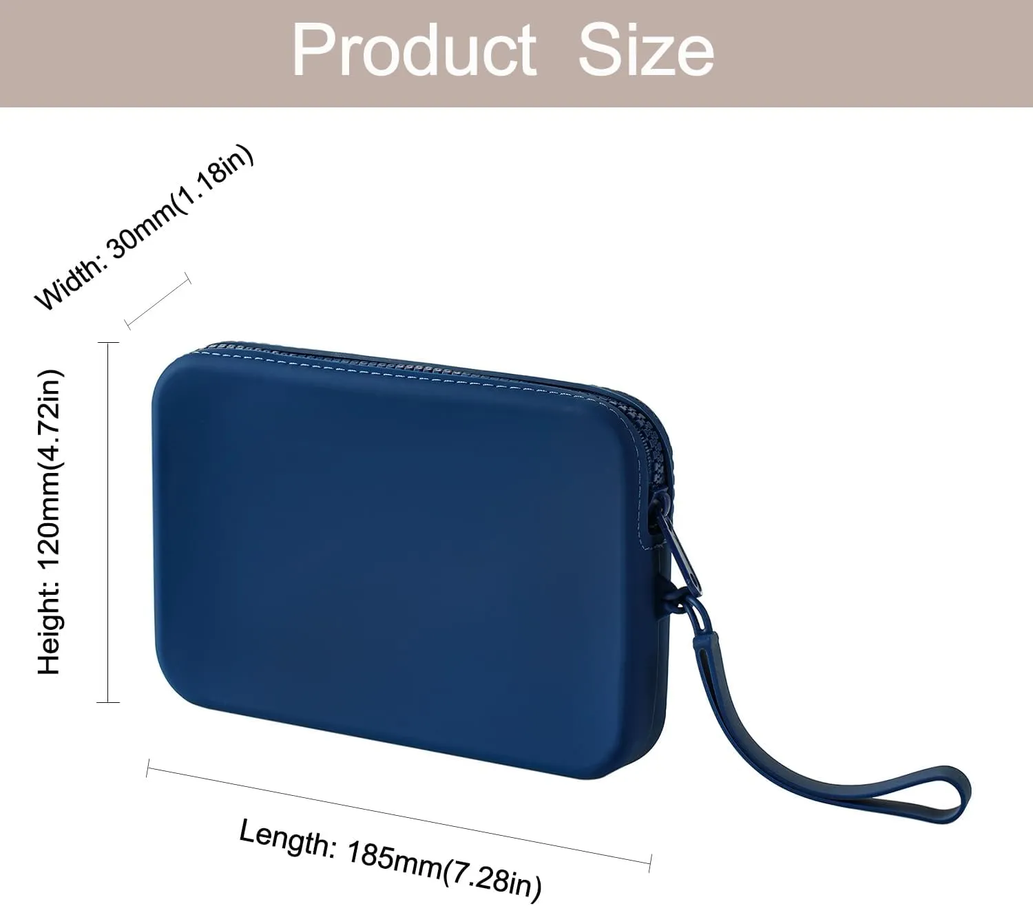 Large Silicone Multifunctional Essential Bag Portable Travel Makeup Bag for Women Men Cards Cash Bag Zipper Pouch (Blue)