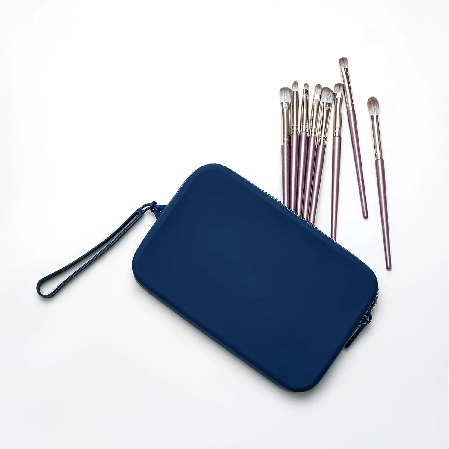 Large Silicone Multifunctional Essential Bag Portable Travel Makeup Bag for Women Men Cards Cash Bag Zipper Pouch (Blue)