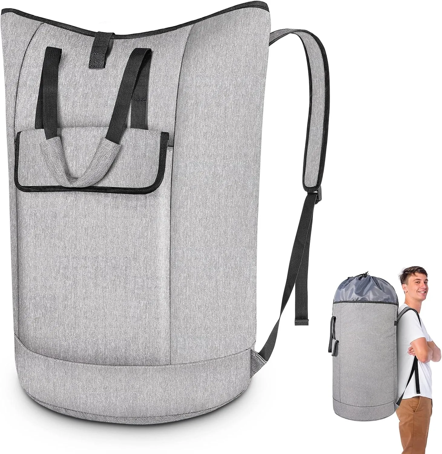 Laundry Backpack Bag, 105L College Laundry Bag Heavy Duty Extra Large with Straps, Sturdy Hamper Backpack for Dorm, Apartment, Camping, Laundromat and Travel