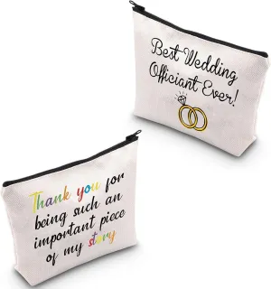 LEVLO Best Wedding Officiant Ever Gifts Thank You For Being Such An Important Piece Of My Story Makeup Bags Wedding Gifts (Best Wedding Officiant Ever)