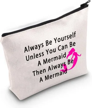 LEVLO Inspirational Gift Mermaid Makeup Bags Sea Mermaid Quote Always Be Yourself Unless You Can Be A Mermaid Cosmetic Bags (Always Be A Mermaid)