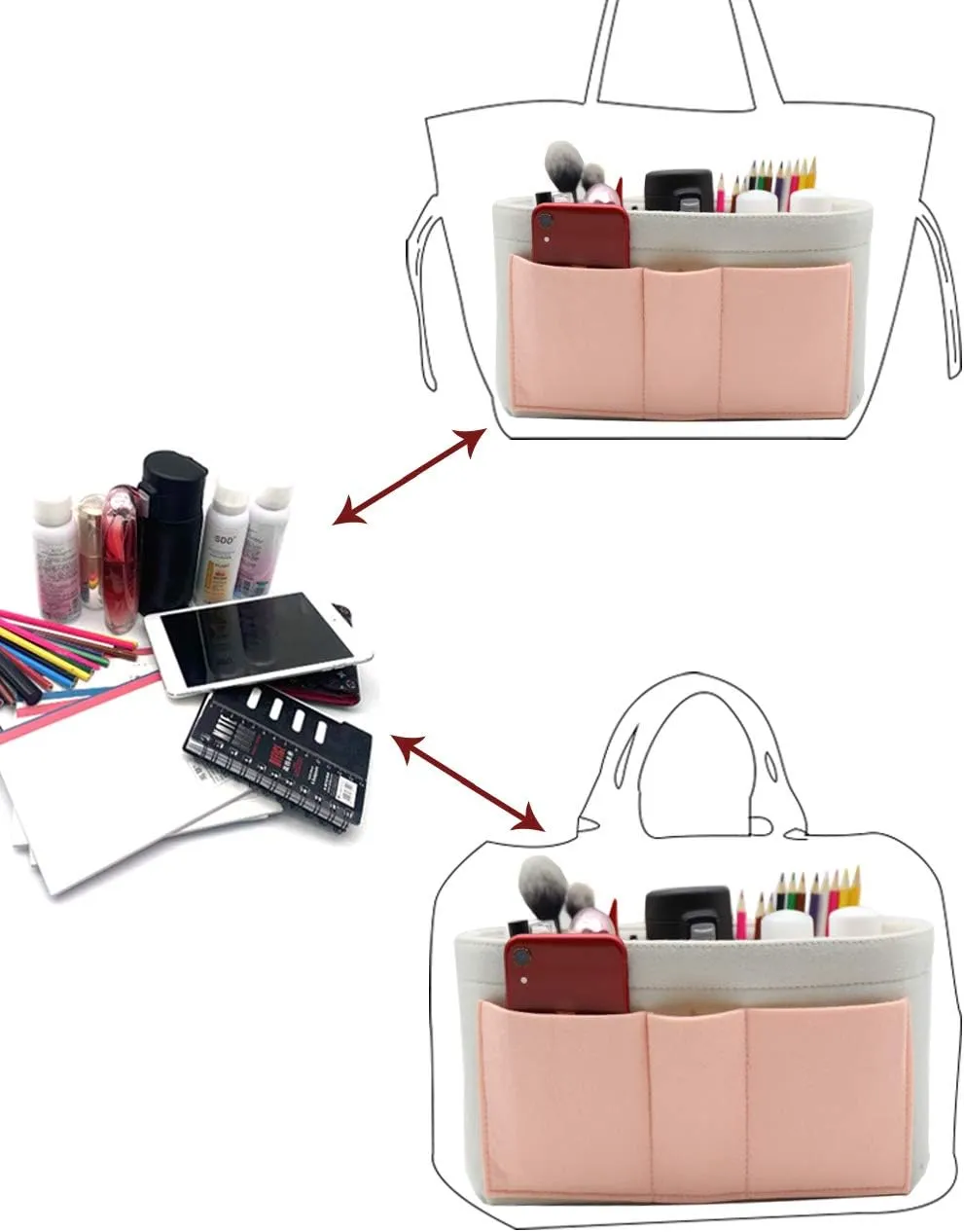 LEXSION Felt Insert Bag Organizer Bag In Bag For Handbag Purse Organizer Fits Speedy Neverful