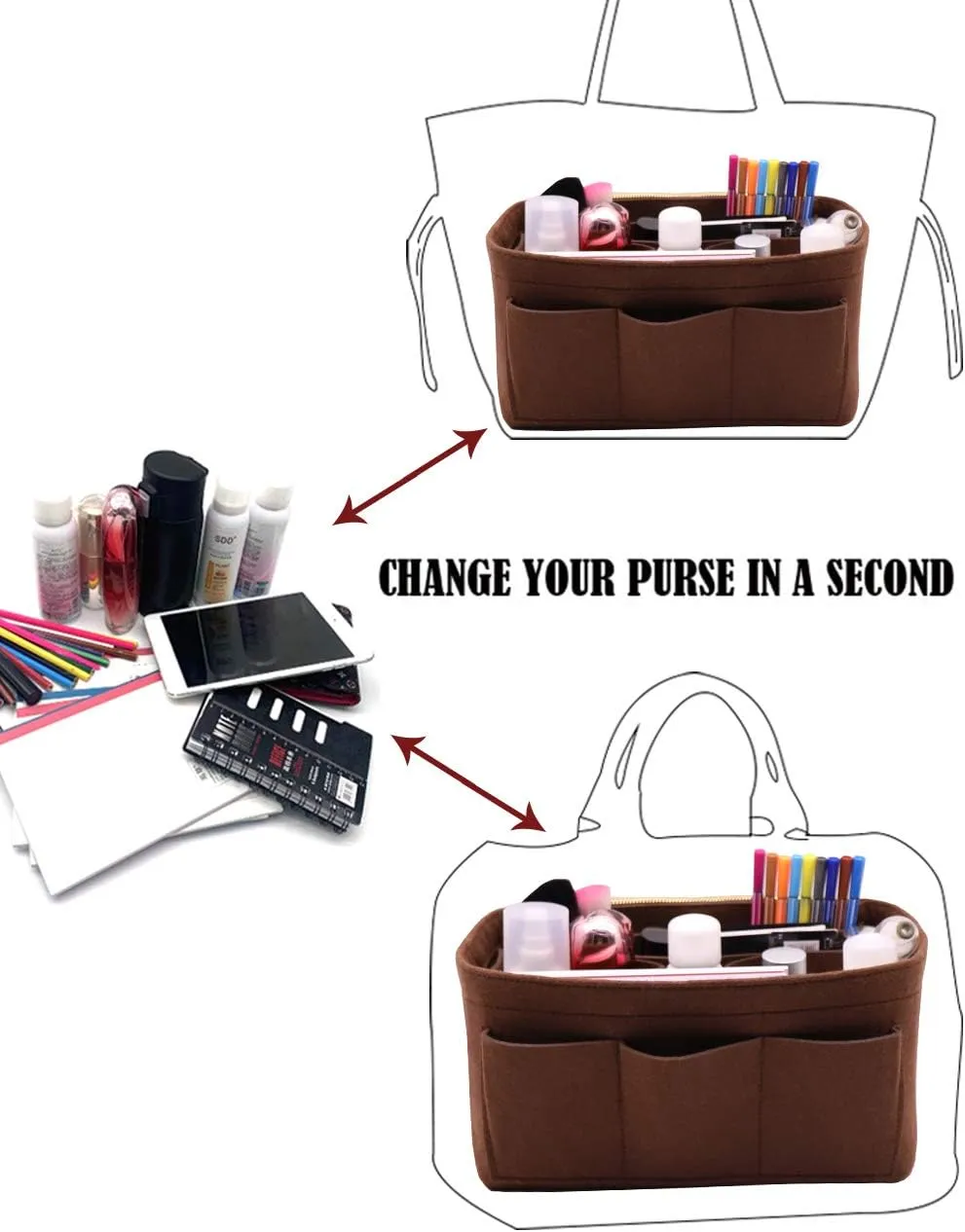 LEXSION Felt Purse Insert Bag Organizer Bag In Bag For Handbag Purse Organizer Fits Speedy Neverfull