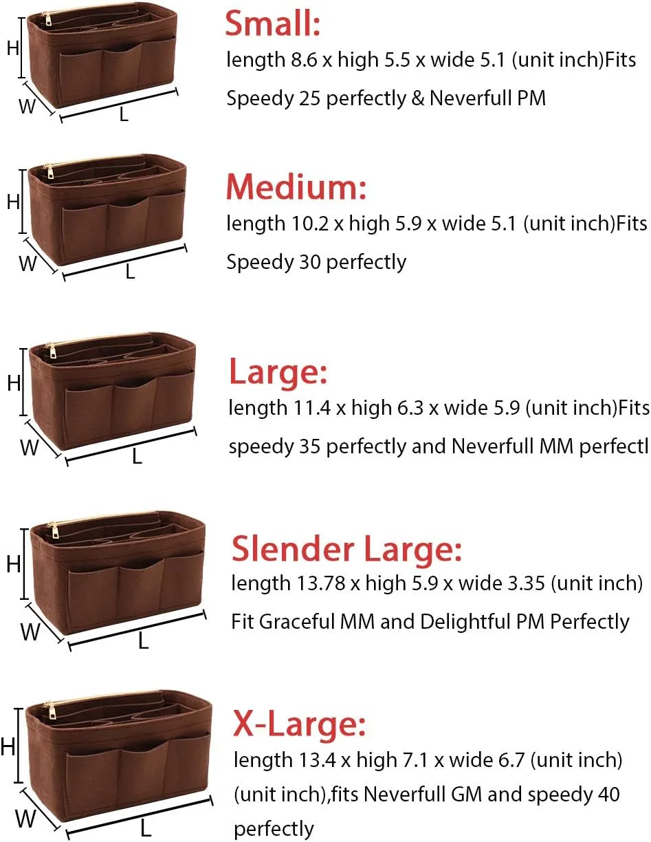 LEXSION Felt Purse Insert Bag Organizer Bag In Bag For Handbag Purse Organizer Fits Speedy Neverfull