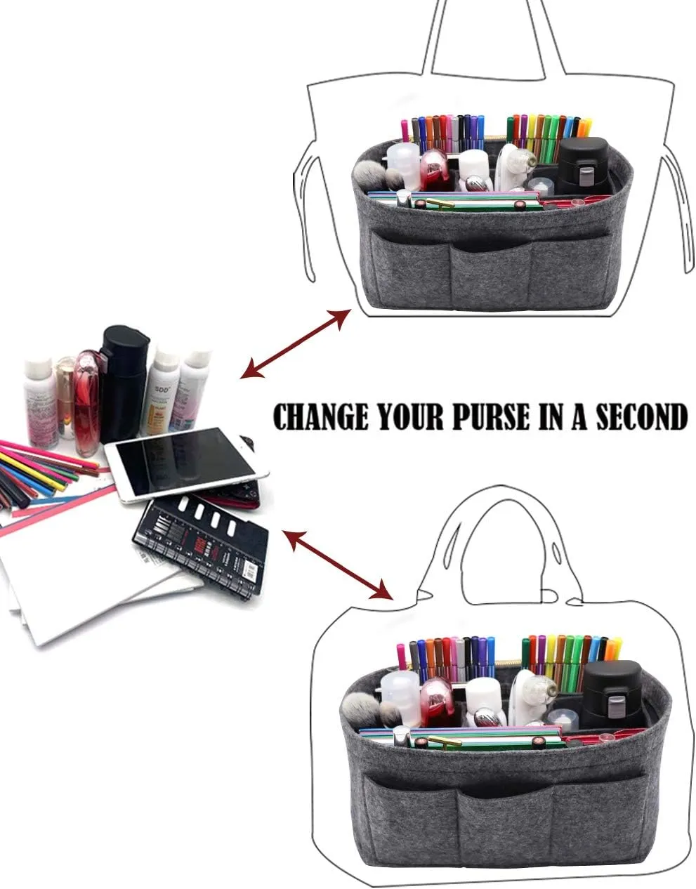 LEXSION Felt Purse Insert Bag Organizer Bag In Bag For Handbag Purse Organizer Fits Speedy Neverfull