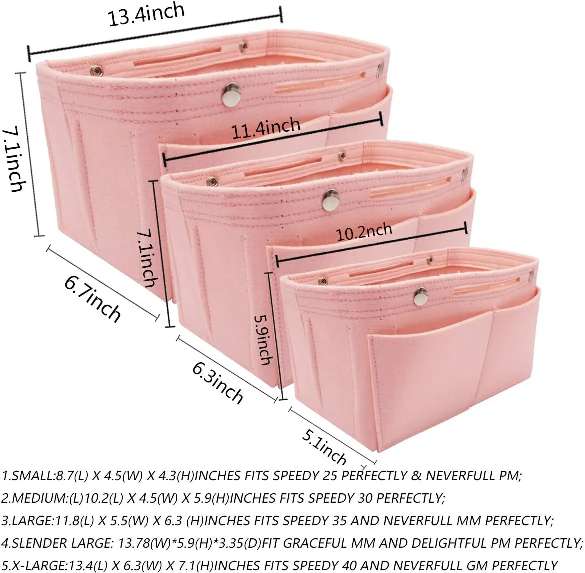 LEXSION Felt Purse Organizer Insert - Multi Pocket Bag in Bag Organizer Shaper