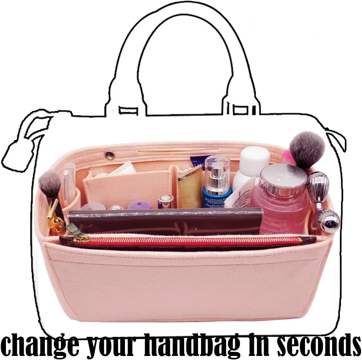 LEXSION Felt Purse Organizer Insert - Multi Pocket Bag in Bag Organizer Shaper