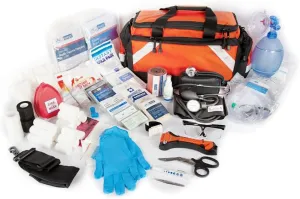 LINE2design First Aid EMT First Responder Kit - Emergency Response Tactical Trauma Bag - Elite Paramedic EMS First Responder Medical Complete Rescue Supplies Home Health Aides - Orange