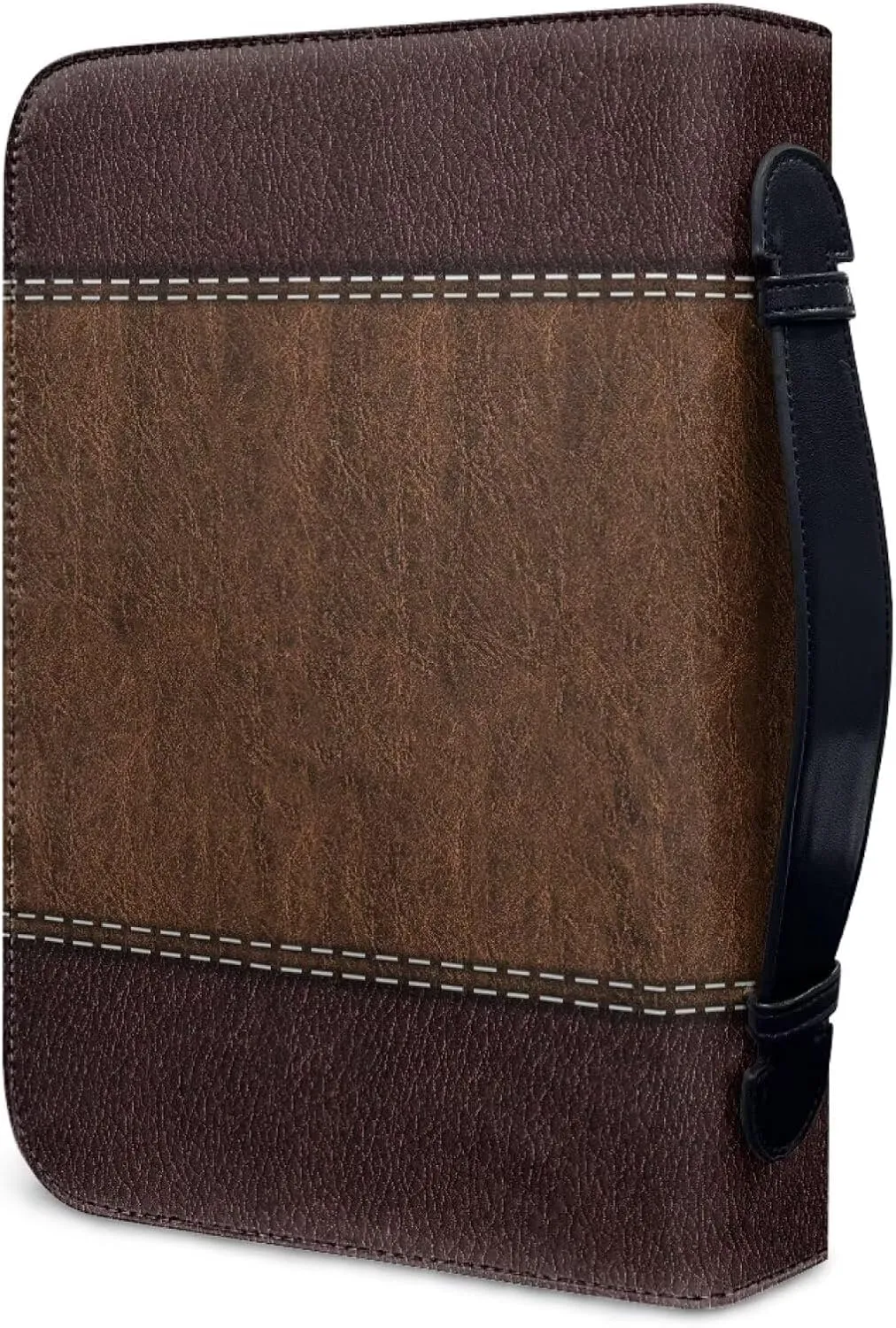 Lion Cross PU Leather Bible Cover for Men Extra Large Size Bible Carrying Case for Boys, Multi-Functional Church Bag with Handle Strap